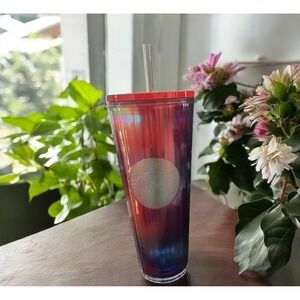Starbucks 2021 Summer Kaleidoscope‎ Rainbow Iridescent Tumbler 24 oz Lid